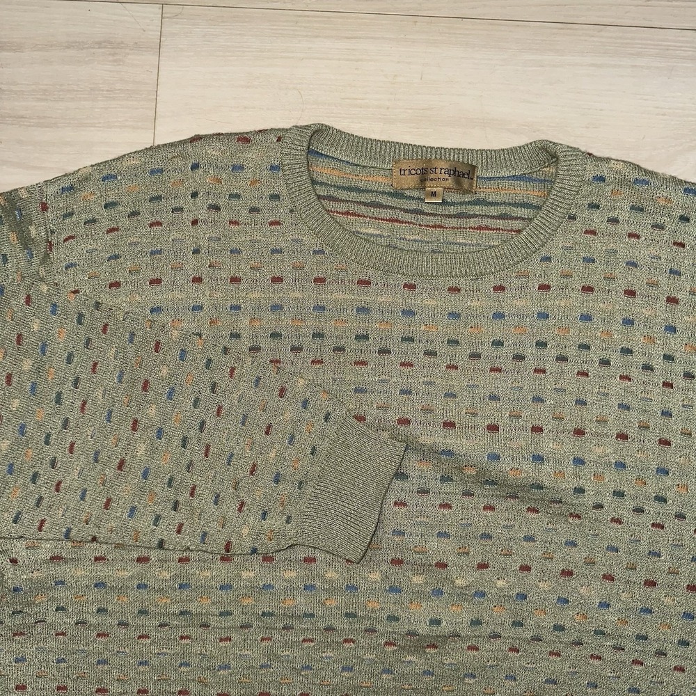Vintage Tricots St Raphael Mens size Medium Crew Neck Sweater Colorful Knit